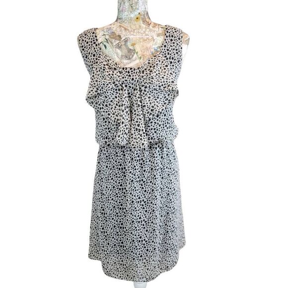 AGB Animal Leopard Spot Blouson Business Career Casual Flowy Comfy Dress - Picture 11 of 11